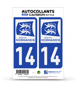 14 Normandie - LT bi-ton Carbone-Style | Stickers plaque immatriculation