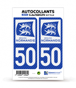 50 Normandie - LT bi-ton Carbone-Style | Stickers plaque immatriculation