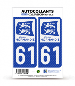 61 Normandie - LT bi-ton Carbone-Style | Stickers plaque immatriculation