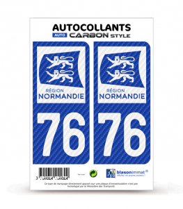 76 Normandie - LT bi-ton Carbone-Style | Stickers plaque immatriculation