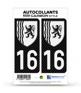 16 Nouvelle-Aquitaine - LT bi-ton Carbone-Style | Stickers plaque immatriculation
