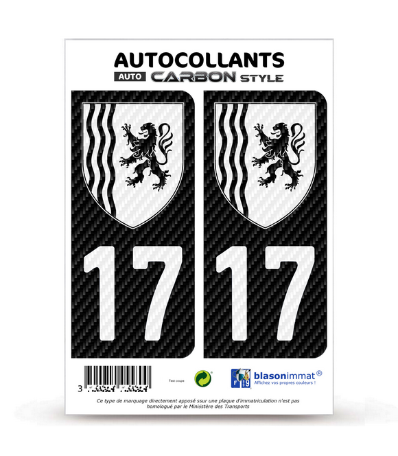 17 Nouvelle-Aquitaine - LT bi-ton Carbone-Style | Stickers plaque immatriculation