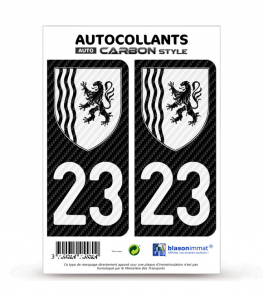 23 Nouvelle-Aquitaine - LT bi-ton Carbone-Style | Stickers plaque immatriculation