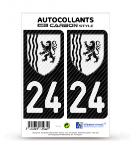 24 Nouvelle-Aquitaine - LT bi-ton Carbone-Style | Stickers plaque immatriculation