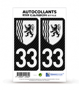 33 Nouvelle-Aquitaine - LT bi-ton Carbone-Style | Stickers plaque immatriculation