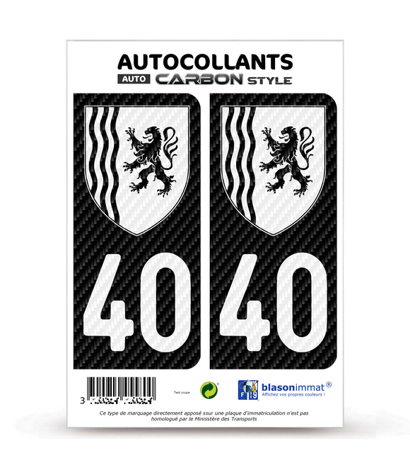 40 Nouvelle-Aquitaine - LT bi-ton Carbone-Style | Stickers plaque immatriculation