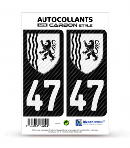 47 Nouvelle-Aquitaine - LT bi-ton Carbone-Style | Stickers plaque immatriculation