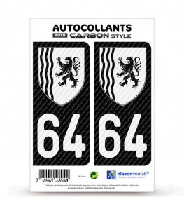 64 Nouvelle-Aquitaine - LT bi-ton Carbone-Style | Stickers plaque immatriculation