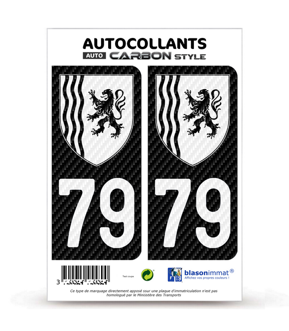 79 Nouvelle-Aquitaine - LT bi-ton Carbone-Style | Stickers plaque immatriculation