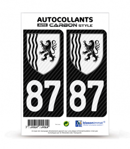 87 Nouvelle-Aquitaine - LT bi-ton Carbone-Style | Stickers plaque immatriculation
