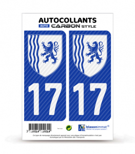 17 Nouvelle-Aquitaine - LT bi-ton Carbone-Style | Stickers plaque immatriculation