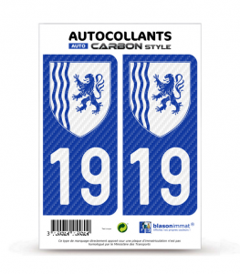 19 Nouvelle-Aquitaine - LT bi-ton Carbone-Style | Stickers plaque immatriculation