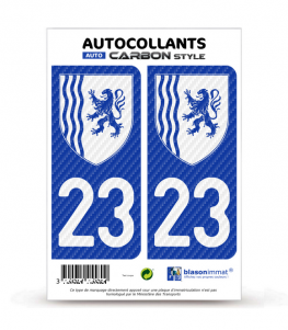 23 Nouvelle-Aquitaine - LT bi-ton Carbone-Style | Stickers plaque immatriculation