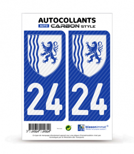 24 Nouvelle-Aquitaine - LT bi-ton Carbone-Style | Stickers plaque immatriculation