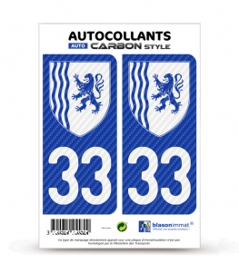 33 Nouvelle-Aquitaine - LT bi-ton Carbone-Style | Stickers plaque immatriculation