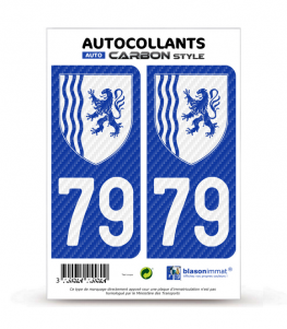 79 Nouvelle-Aquitaine - LT bi-ton Carbone-Style | Stickers plaque immatriculation