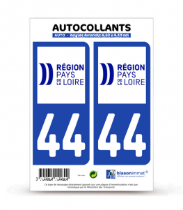 44 Pays de la Loire - LogoType II | Autocollant plaque immatriculation