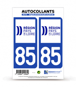 85 Pays de la Loire - LogoType II | Autocollant plaque immatriculation