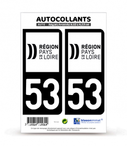 53 Pays de la Loire - LogoType II  Autocollant plaque immatriculation