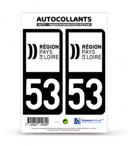 2 autocollants stickers région pour plaque d'immatriculation