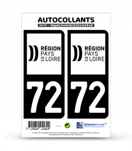 72 Pays de la Loire - LogoType II | Autocollant plaque immatriculation