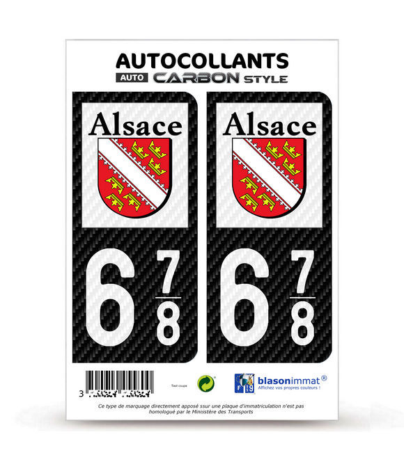 678 Alsace - LT Carbone-Style | Stickers plaque immatriculation