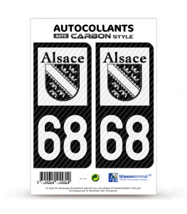 68 Alsace - LT bi-ton Carbone-Style | Stickers plaque immatriculation