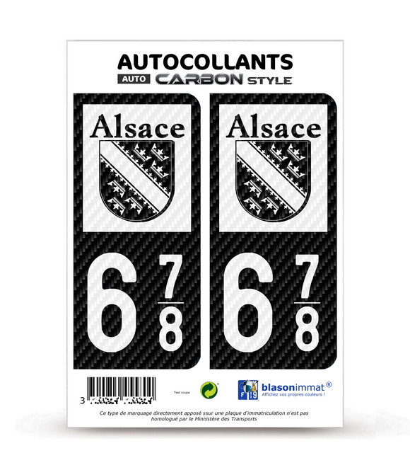678 Alsace - LT bi-ton Carbone-Style | Stickers plaque immatriculation
