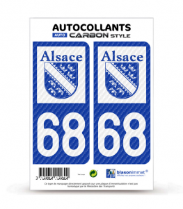 68 Alsace - LT bi-ton Carbone-Style | Stickers plaque immatriculation