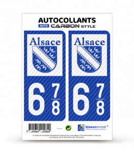 678 Alsace - LT bi-ton Carbone-Style | Stickers plaque immatriculation