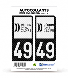 AUTOCOLLANT STICKERS PLAQUE d'immatriculation Noir département 49