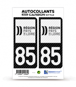 85 Pays de la Loire - LT II bi-ton Carbone-Style | Stickers plaque immatriculation