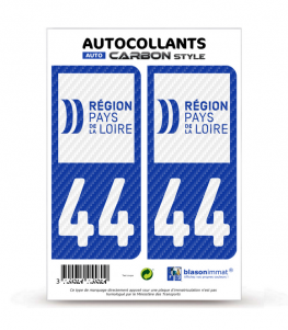 44 Pays de la Loire - LT II bi-ton Carbone-Style | Stickers plaque immatriculation