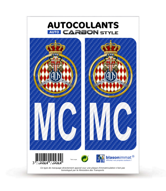 Lot De 4 Autocollants Plaque Immatriculation - Logo MC Monaco & F Europe - Dimensions 45x100 Mm