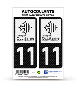 11 Occitanie - LT bi-ton Carbone-Style | Stickers plaque immatriculation