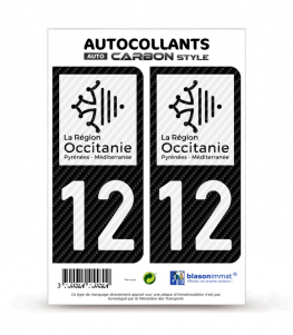 12 Occitanie - LT bi-ton Carbone-Style | Stickers plaque immatriculation