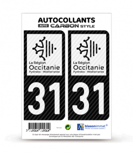31 Occitanie - LT bi-ton Carbone-Style | Stickers plaque immatriculation