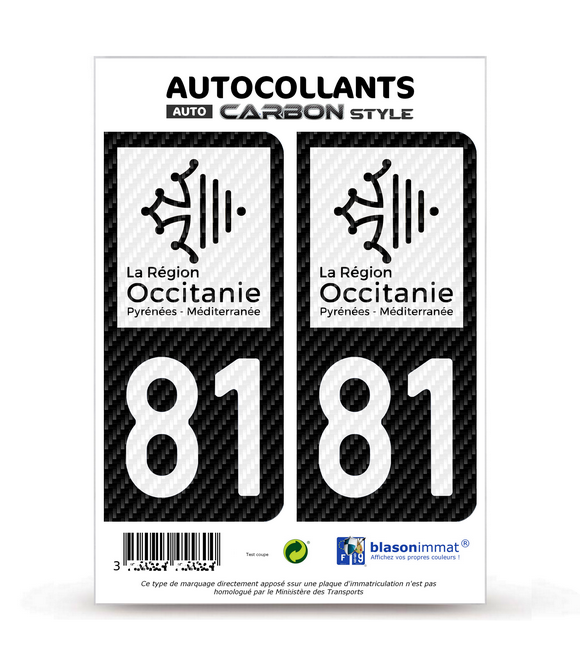 81 Occitanie - LT bi-ton Carbone-Style | Stickers plaque immatriculation