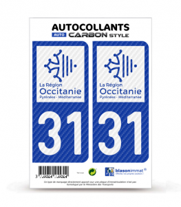 31 Occitanie - LT bi-ton Carbone-Style | Stickers plaque immatriculation