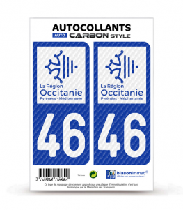 46 Occitanie - LT bi-ton Carbone-Style | Stickers plaque immatriculation