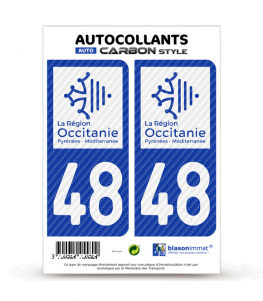 48 Occitanie - LT bi-ton Carbone-Style | Stickers plaque immatriculation