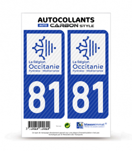 81 Occitanie - LT bi-ton Carbone-Style | Stickers plaque immatriculation