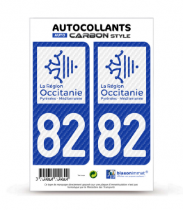 82 Occitanie - LT bi-ton Carbone-Style | Stickers plaque immatriculation