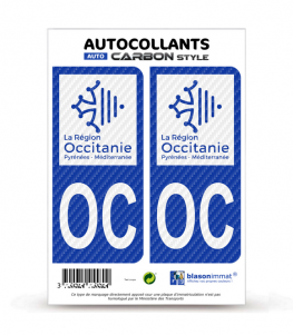 OC Occitanie - LT bi-ton Carbone-Style | Stickers plaque immatriculation