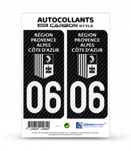 06 Région Sud - White Carbone-Style | Autocollant plaque immatriculation