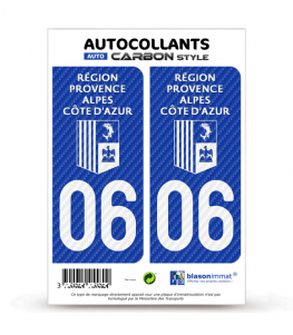 06 Région Sud - White Carbone-Style | Autocollant plaque immatriculation