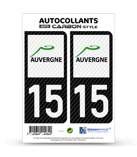 15 Auvergne - LT Carbone-Style | Stickers plaque immatriculation