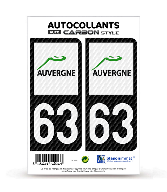 63 Auvergne - LT Carbone-Style | Stickers plaque immatriculation