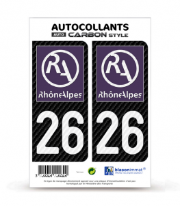26 Rhône-Alpes - LT II Carbone-Style | Stickers plaque immatriculation