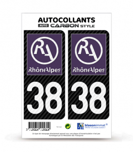 38 Rhône-Alpes - LT II Carbone-Style | Stickers plaque immatriculation